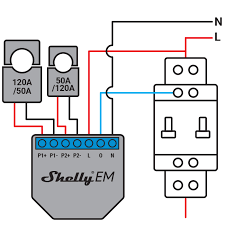 Shelly EM Compteur câblage pinces ampèremétriques domotique Maroc — Domoclick.ma