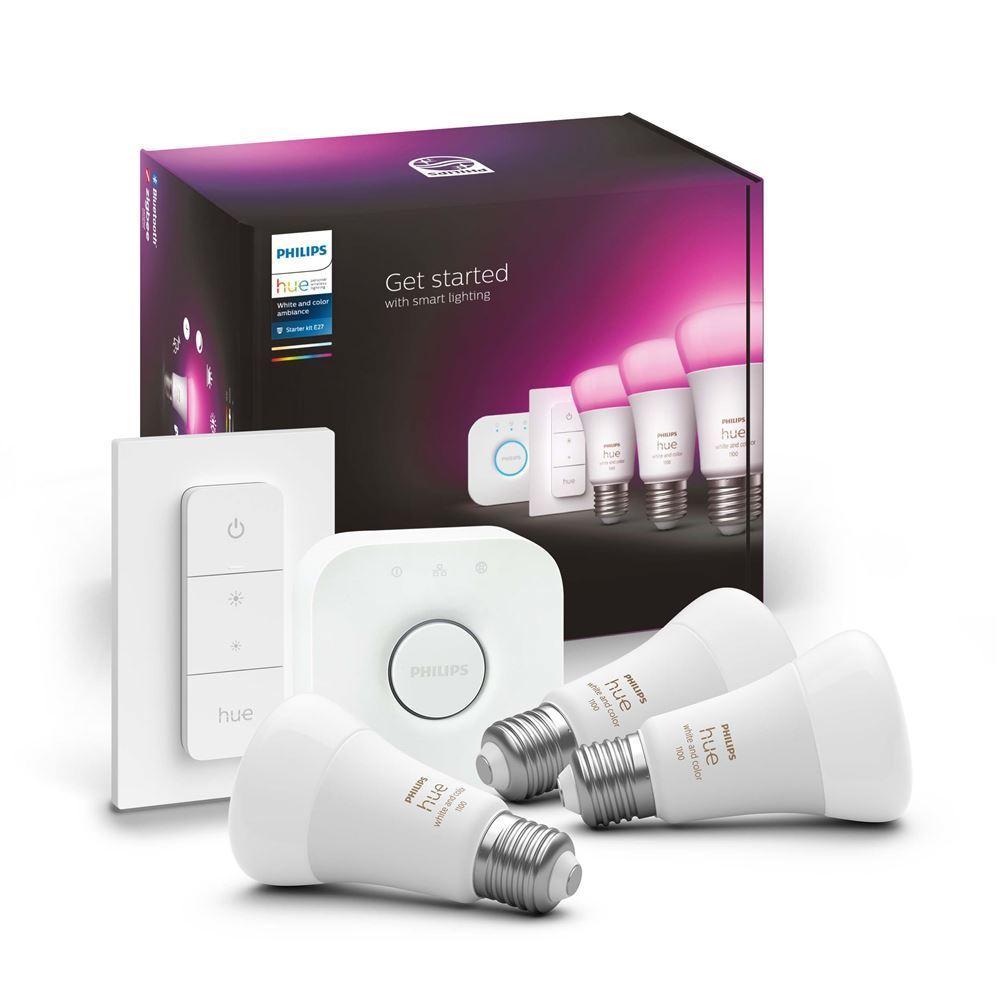 Pack Philips Hue White & Color 2 Ampoules + Pont + Smart Button